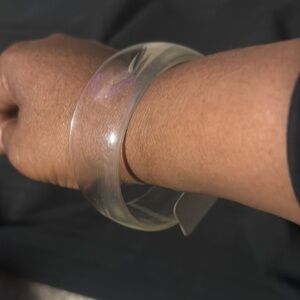 Vintage Wide clear, Lucite, Minimalist Bracelet western Germany
